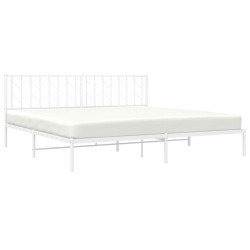Cadre de lit métal sans matelas et tête de lit blanc 200x200 cm 