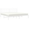 Cadre de lit métal sans matelas et tête de lit blanc 200x200 cm 