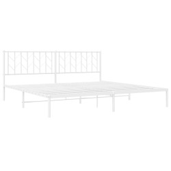 Cadre de lit métal sans matelas et tête de lit blanc 200x200 cm 