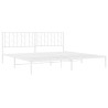 Cadre de lit métal sans matelas et tête de lit blanc 200x200 cm 