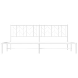 Cadre de lit métal sans matelas et tête de lit blanc 200x200 cm 