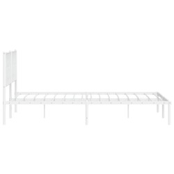 Cadre de lit métal sans matelas et tête de lit blanc 200x200 cm 