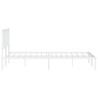 Cadre de lit métal sans matelas et tête de lit blanc 200x200 cm 