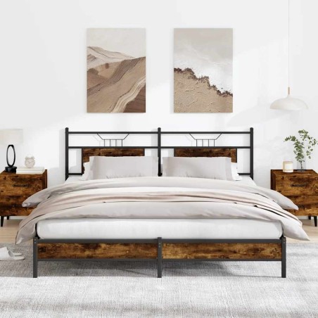 Cadre de lit sans matelas chêne fumé 183x213 cm bois ingénierie 