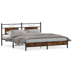 Cadre de lit sans matelas chêne fumé 183x213 cm bois ingénierie 
