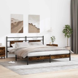 Cadre de lit sans matelas chêne fumé 183x213 cm bois ingénierie 