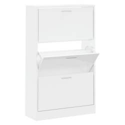 Armoire à chaussure Blanc brillant 63x24x103 cm Bois ingénierie 