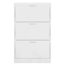 Armoire à chaussure Blanc brillant 63x24x103 cm Bois ingénierie 