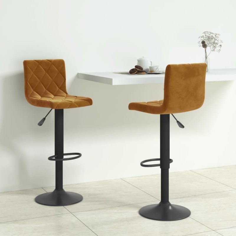 Tabourets de bar lot de 2 marron velours Tabourets de bar lot de 2 marron velours