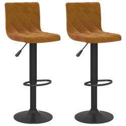 Tabourets de bar lot de 2 marron velours 