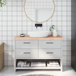 Comptoir de salle de bain 120x30x(2-6)cm bois massif non traité 