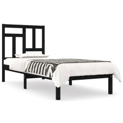 Cadre de lit sans matelas noir 75x190 cm bois massif 
