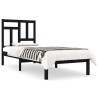 Cadre de lit sans matelas noir 75x190 cm bois massif 