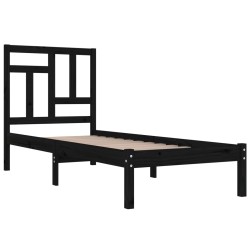 Cadre de lit sans matelas noir 75x190 cm bois massif 
