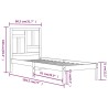 Cadre de lit sans matelas noir 75x190 cm bois massif 