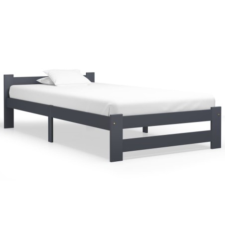 Cadre de lit sans matelas gris foncé bois pin massif 90x200cm 
