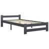 Cadre de lit sans matelas gris foncé bois pin massif 90x200cm 