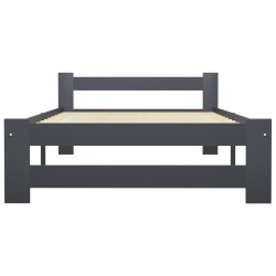 Cadre de lit sans matelas gris foncé bois pin massif 90x200cm 