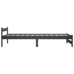 Cadre de lit sans matelas gris foncé bois pin massif 90x200cm 