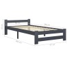 Cadre de lit sans matelas gris foncé bois pin massif 90x200cm 