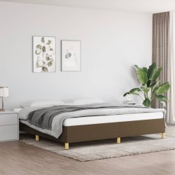 Cadre de lit sans matelas marron foncé 200x200 cm tissu 