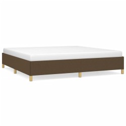 Cadre de lit sans matelas marron foncé 200x200 cm tissu 