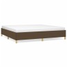Cadre de lit sans matelas marron foncé 200x200 cm tissu 