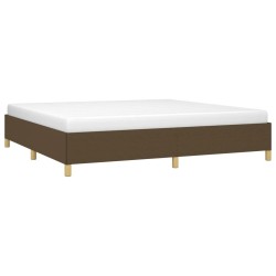 Cadre de lit sans matelas marron foncé 200x200 cm tissu 