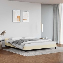 Cadre de lit avec tête de lit sans matelas crème 160x200 cm 