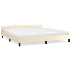 Cadre de lit avec tête de lit sans matelas crème 160x200 cm 