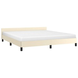 Cadre de lit avec tête de lit sans matelas crème 160x200 cm 