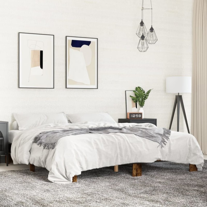Cadre de lit sans matelas chêne fumé 160x200 cm 
