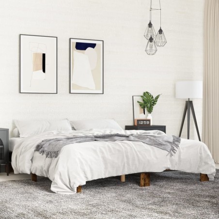 Cadre de lit sans matelas chêne fumé 160x200 cm 