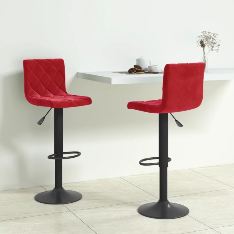 Tabourets de bar lot de 2 rouge bordeaux velours Tabourets de bar lot de 2 rouge bordeaux velours