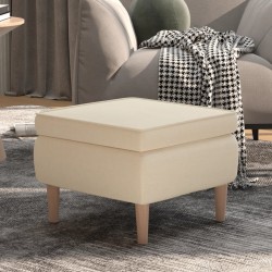Tabouret avec pieds en bois Crème Tissu 