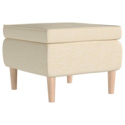 Tabouret avec pieds en bois Crème Tissu 