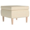 Tabouret avec pieds en bois Crème Tissu 