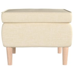 Tabouret avec pieds en bois Crème Tissu 