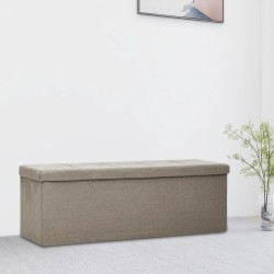 Banc de rangement pliable Taupe Faux lin 
