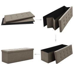 Banc de rangement pliable Taupe Faux lin 