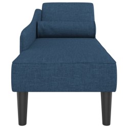 Chaise longue avec coussins bleu tissu 