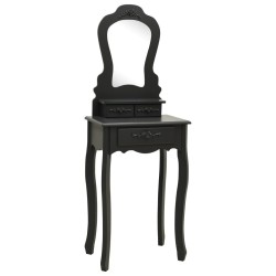 Ensemble de coiffeuse avec tabouret Noir 50x59x136 cm Paulownia 