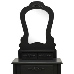Ensemble de coiffeuse avec tabouret Noir 50x59x136 cm Paulownia 