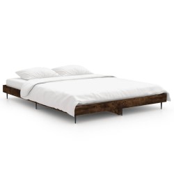 Cadre de lit sans matelas chêne fumé 135x190 cm bois ingénierie 