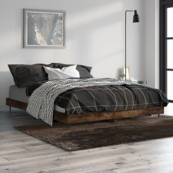 Cadre de lit sans matelas chêne fumé 135x190 cm bois ingénierie 
