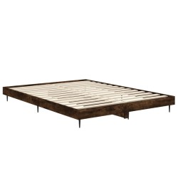 Cadre de lit sans matelas chêne fumé 135x190 cm bois ingénierie 