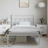 Cadre de lit métal sans matelas et tête de lit blanc 100x190 cm 