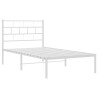Cadre de lit métal sans matelas et tête de lit blanc 100x190 cm 