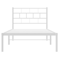 Cadre de lit métal sans matelas et tête de lit blanc 100x190 cm 
