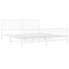 Cadre de lit métal sans matelas et pied de lit blanc 183x213 cm 